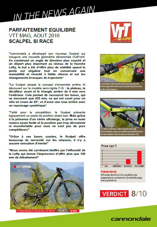 SUPER ARTICLE SUR LE CANNONDALE SCALPEL SI 